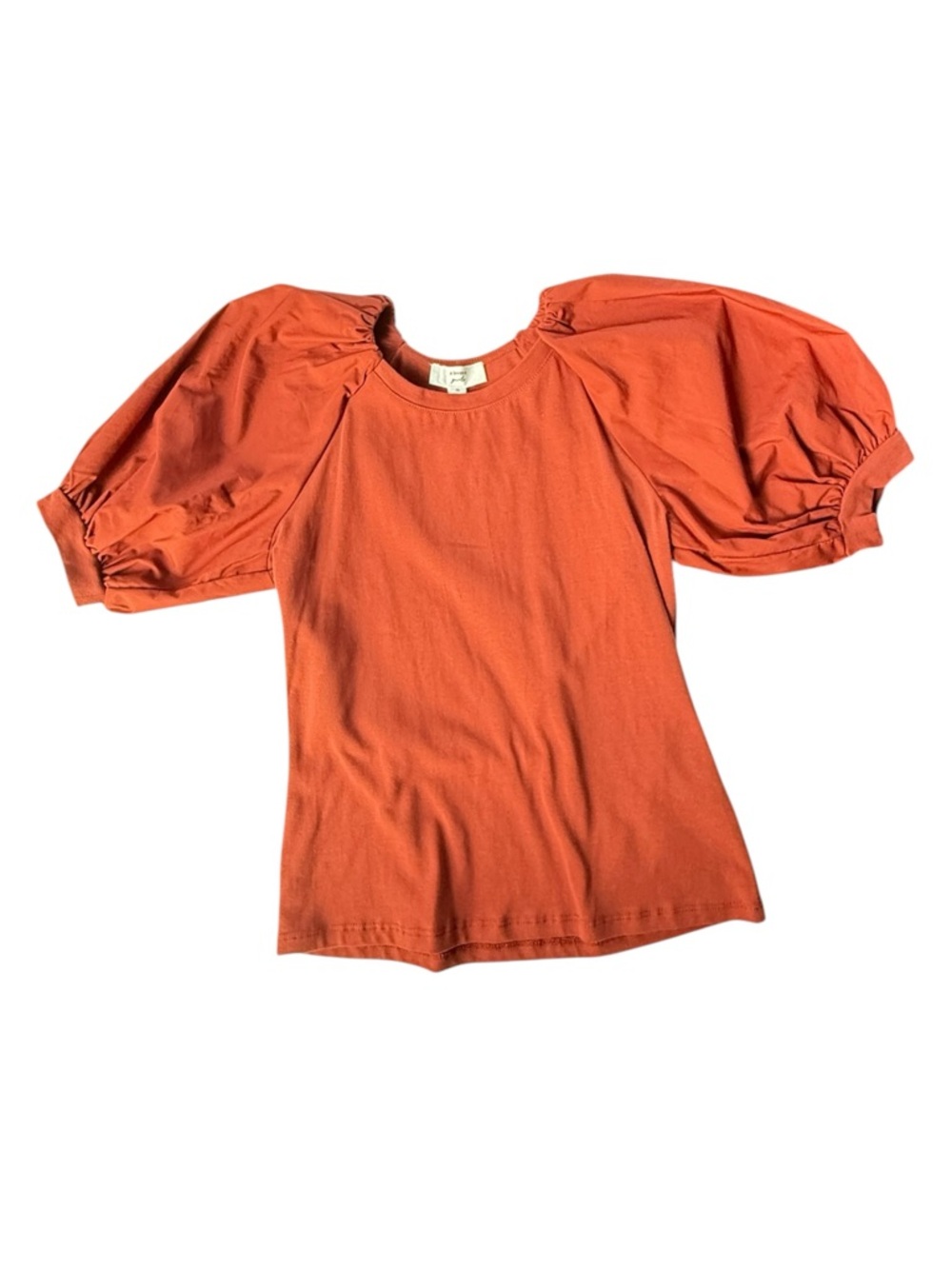 A Loves A Girls Puff Sleeve Top Kids Rust Crew Neck Cotton M 10/12Y - Picture 2 of 7